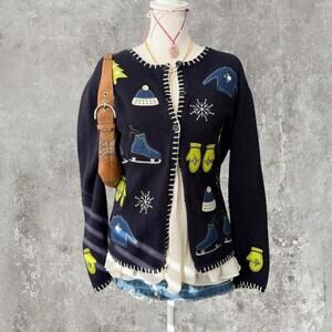 vintage hand embroidered winter festive sweater